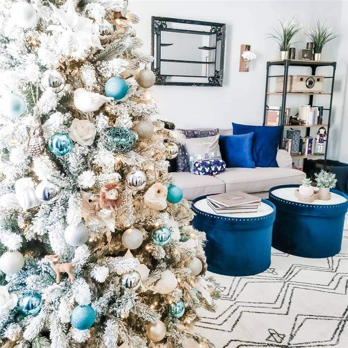 como decorar arvore natal azul marinho e prata