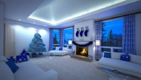 ideias decoração natal azul branco