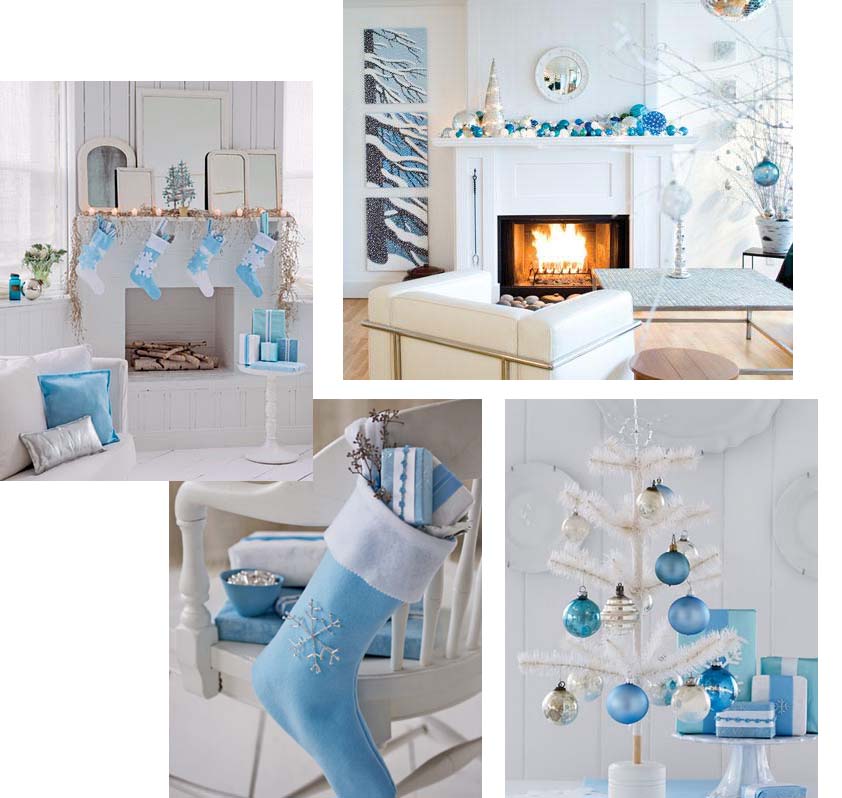 decoração natal azul branco barata