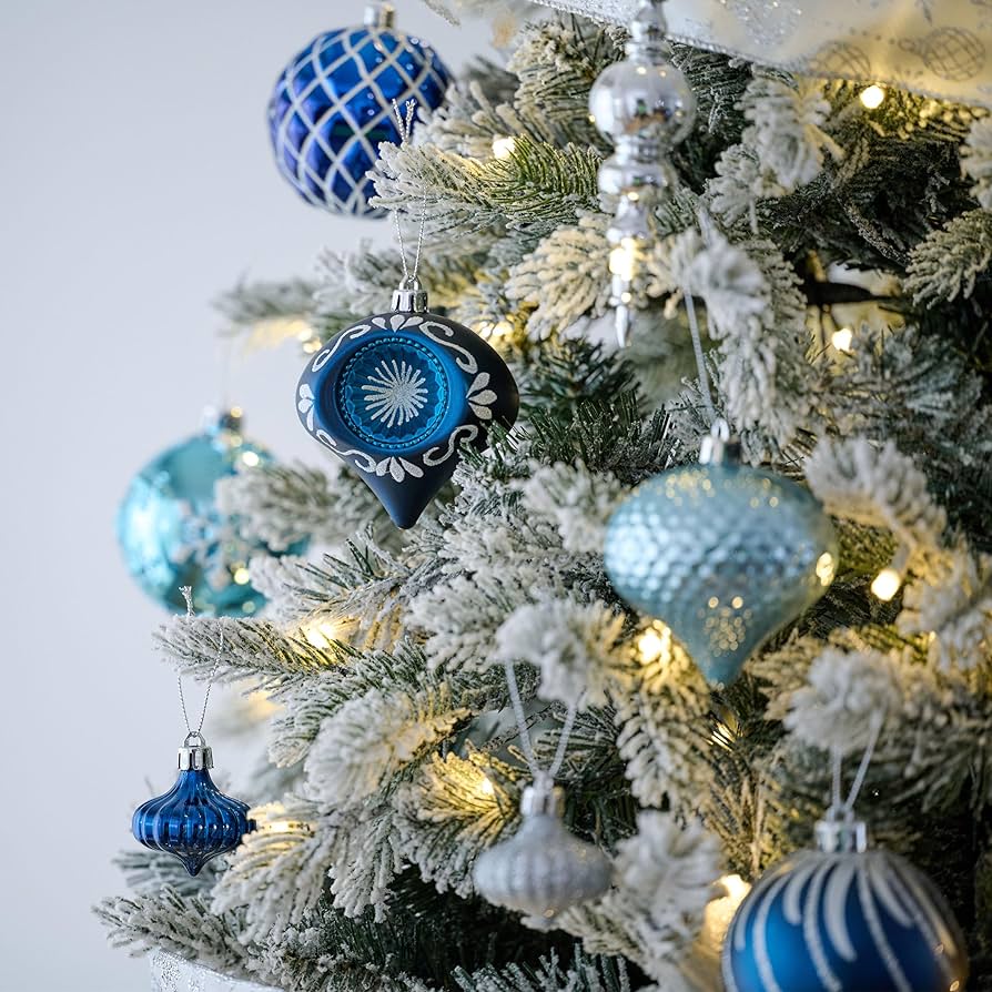 decoração de natal azul e branco