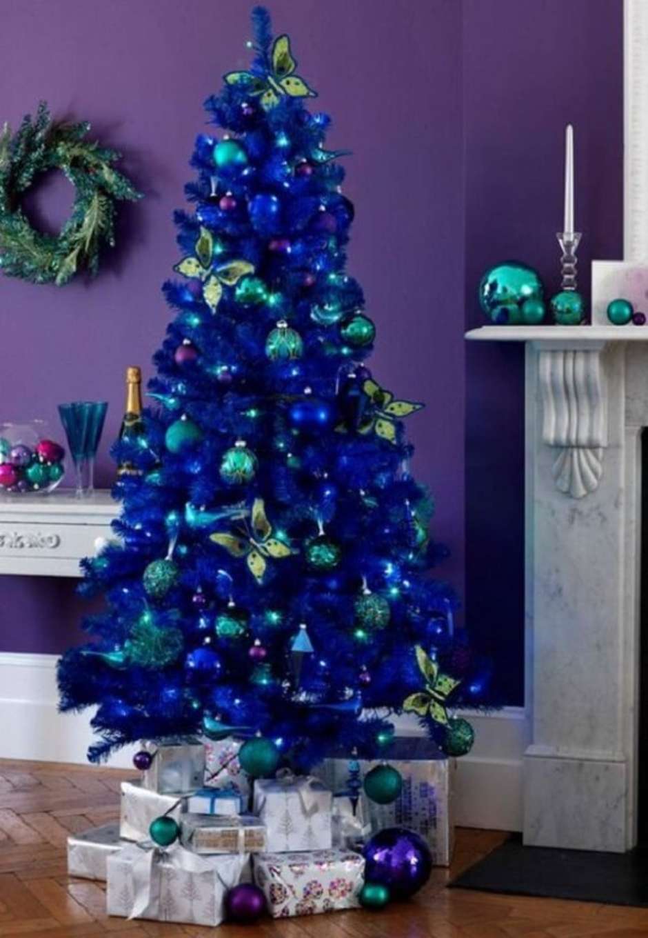 ideias decoração natal azul branco