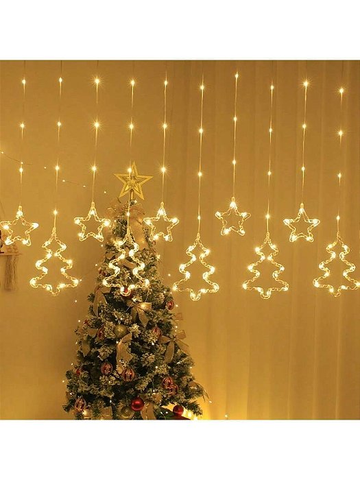 cortina dourada vs cortina de led para natal qual escolher