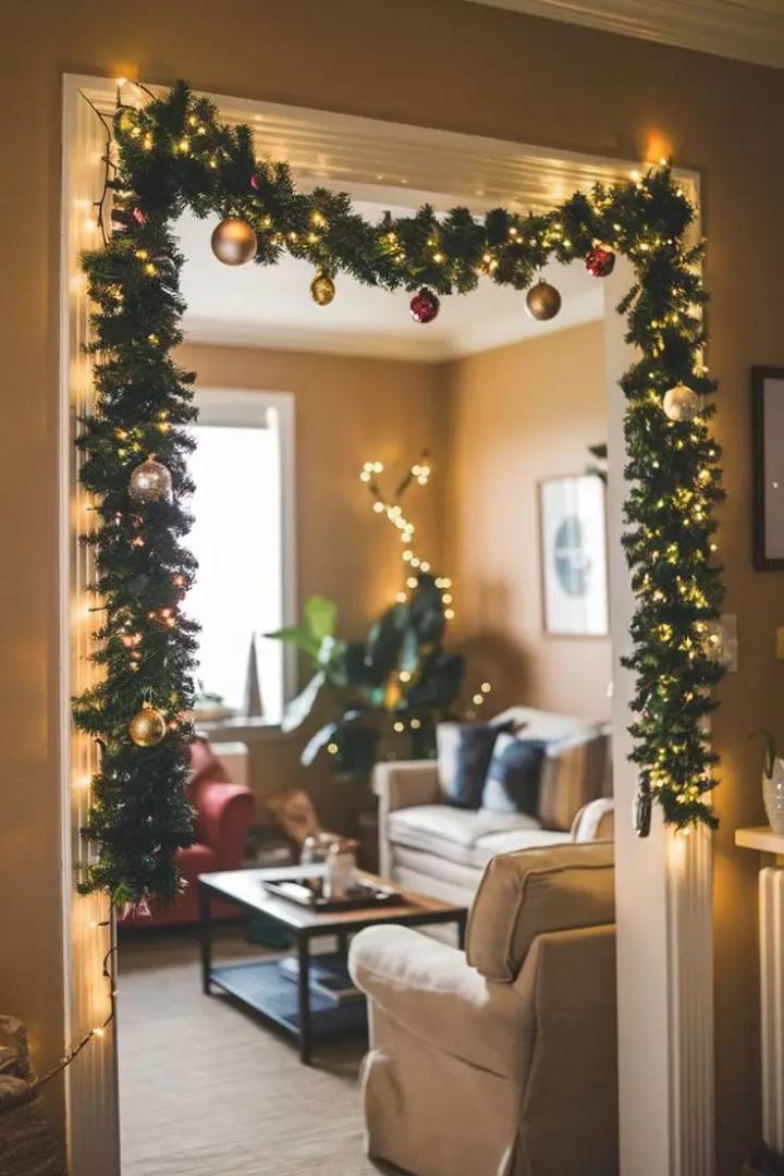 ideias de decoração de natal com cortina dourada