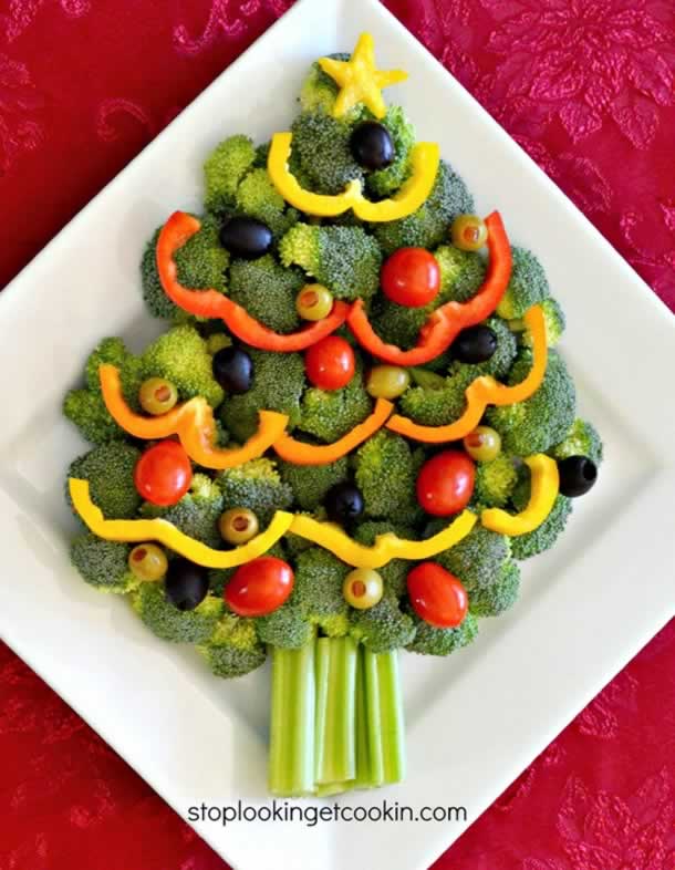 decoração de natal com frutas e legumes