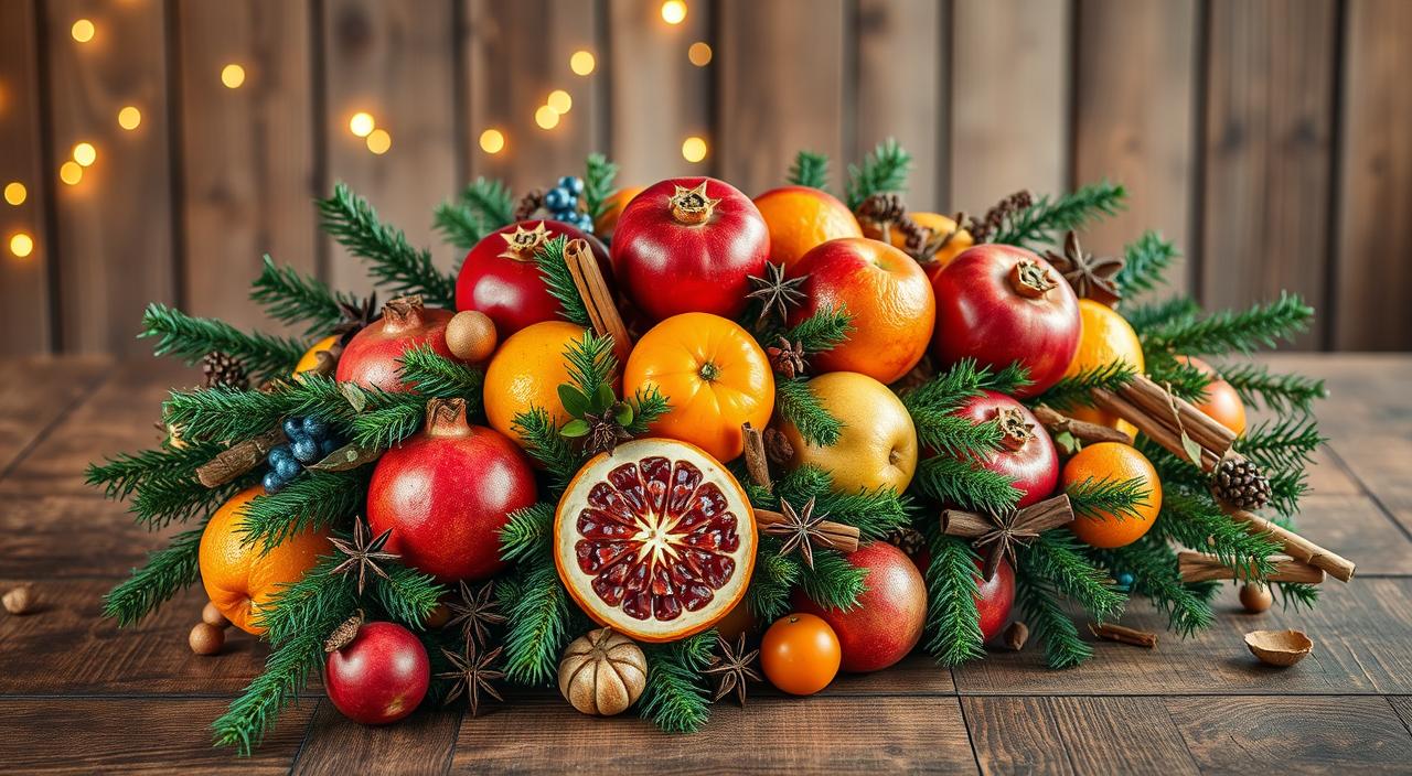 decoracao de natal com frutas vs enfeites tradicionais