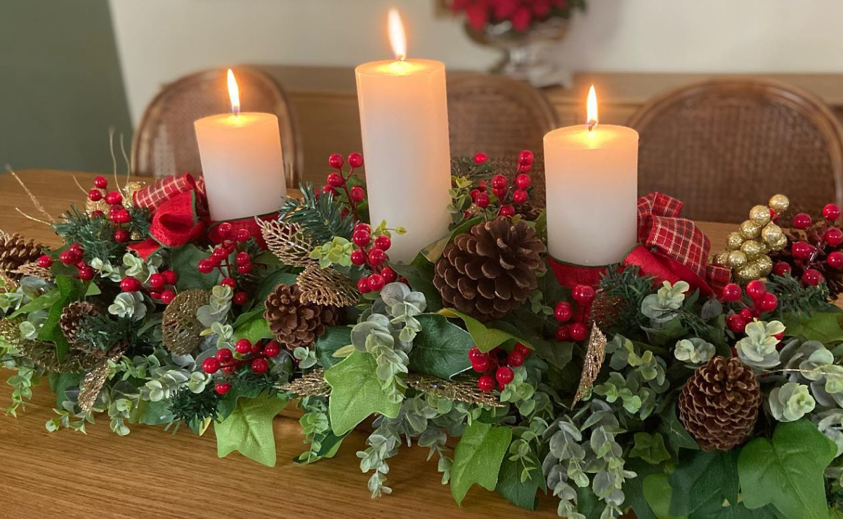 decoração de natal para centro de mesa