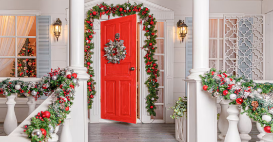 decoração de natal para porta de entrada