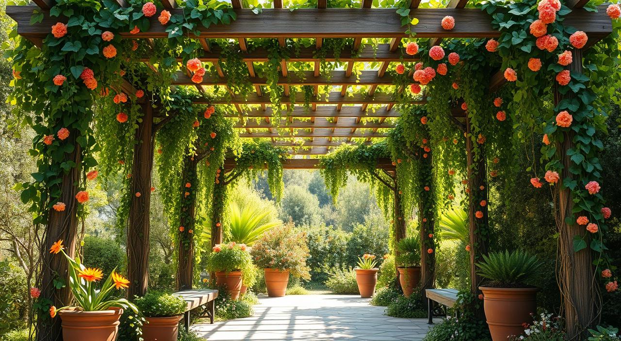 melhores plantas trepadeiras para pergolado com flores o ano todo