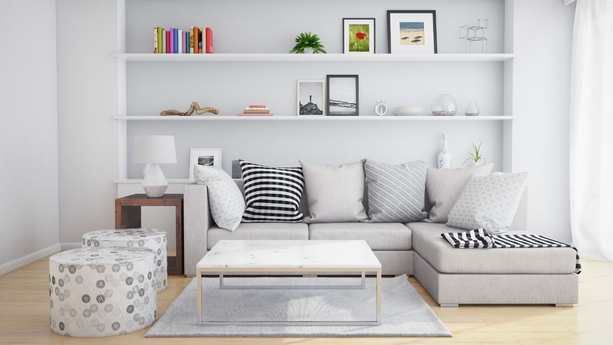 decoração com plantas prateleira TV