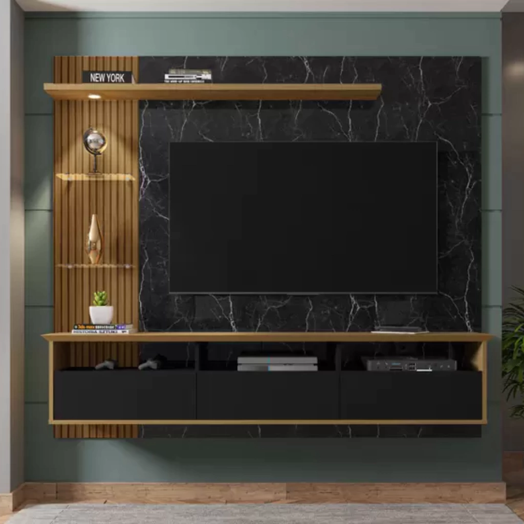 ideias de prateleiras para sala de TV