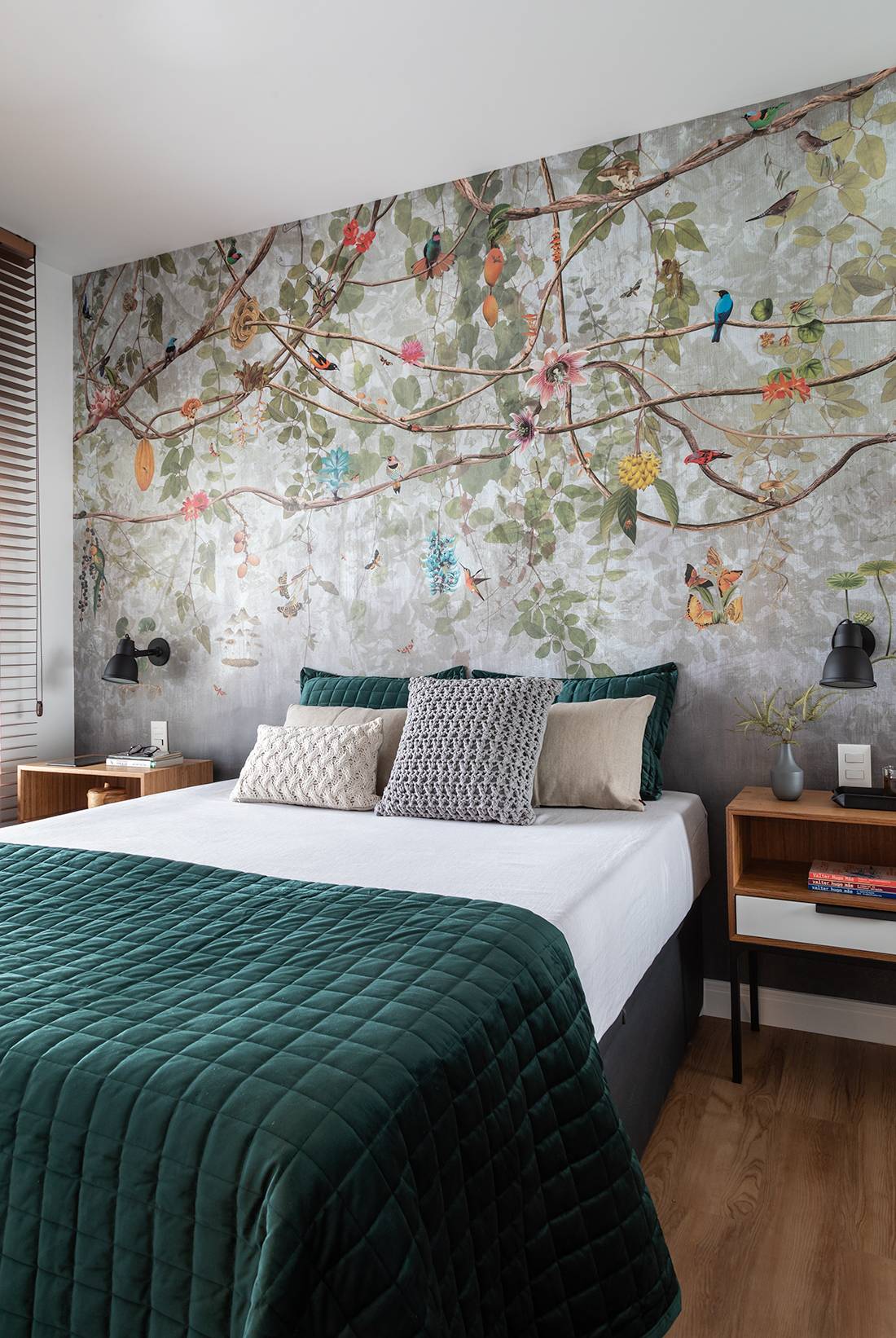 decoração de quarto com cabeceira estofada