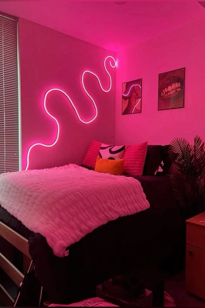 ideias de decoração de quarto com luzes de led