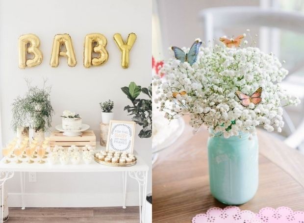 decoração chá revelação lilás e verde