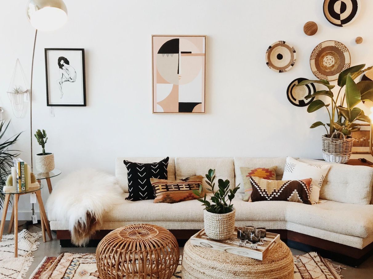 sala boho chic cores