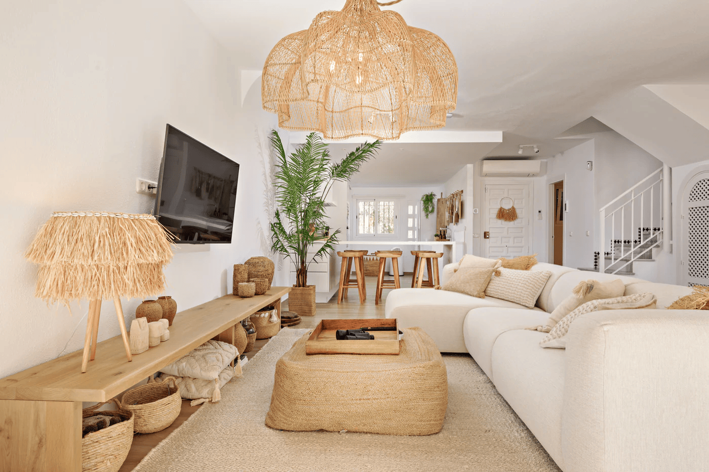 elementos decoração boho chic sala