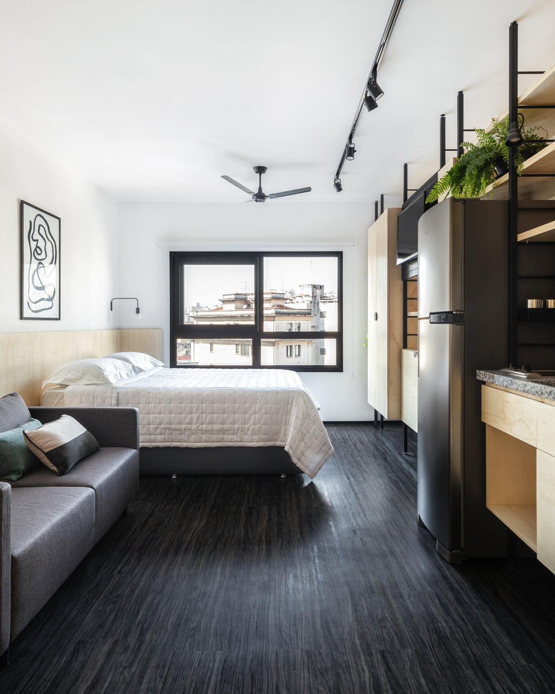 como usar porcelanato preto na sala de estar