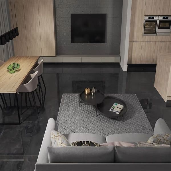 quanto custa decorar sala com piso preto