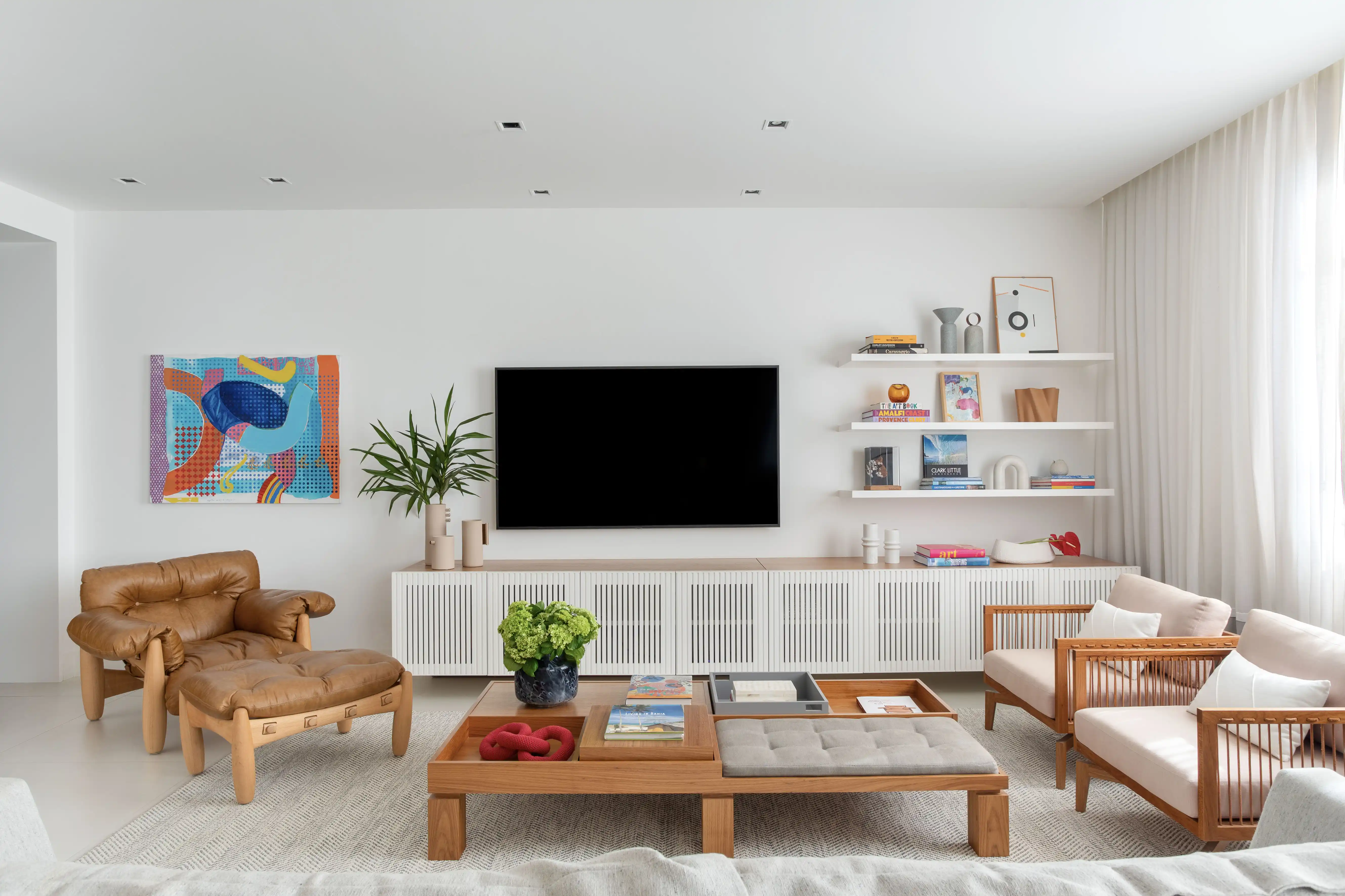 decoração de sala com rack