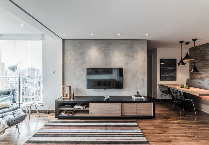 decoração de sala com rack