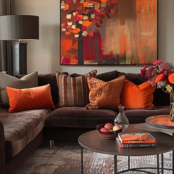 ideias de decoração sala sofá marrom escuro