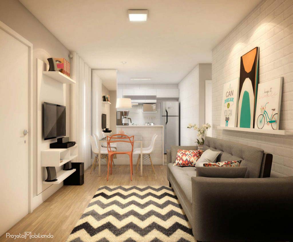 sala de apartamento pequeno vs sala de apartamento médio