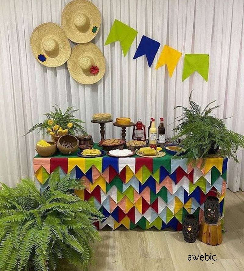 decoração de são joão com chita e juta