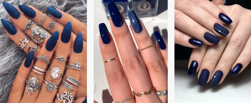 unha azul escuro em gel