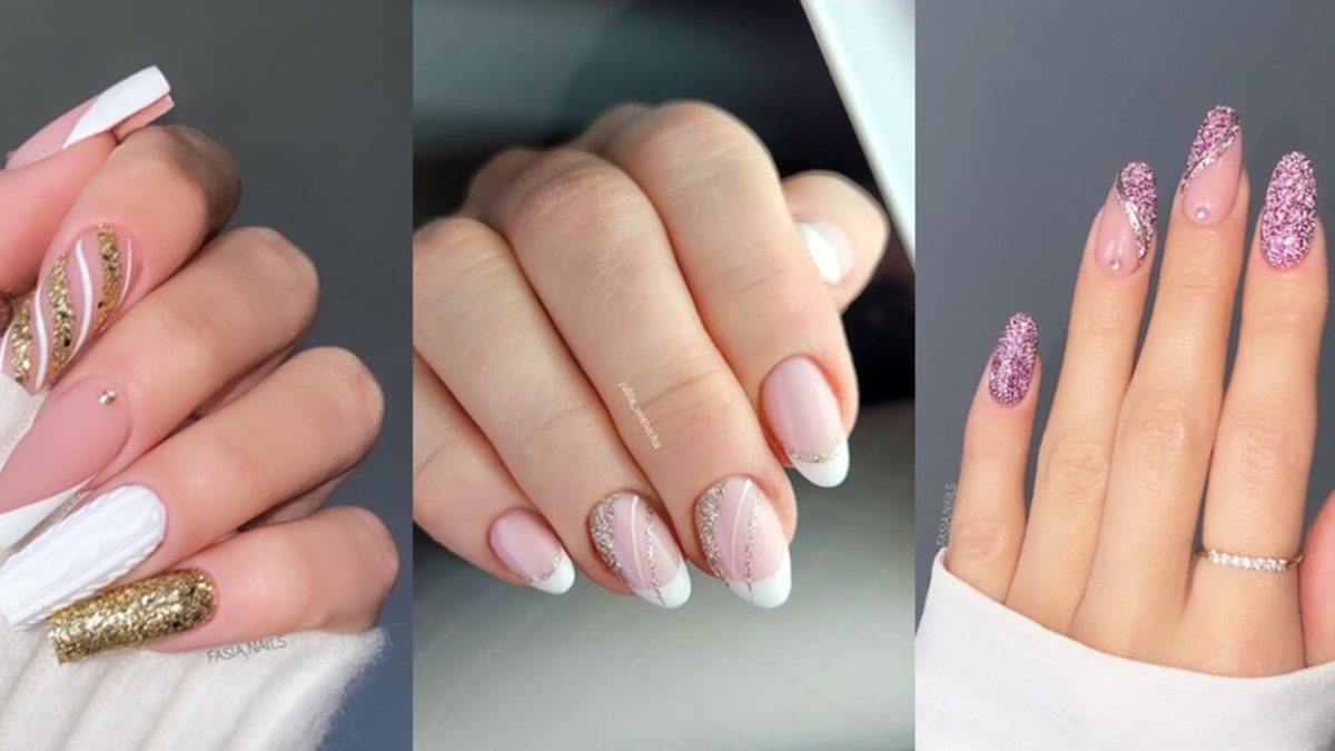 unhas com glitter ano novo