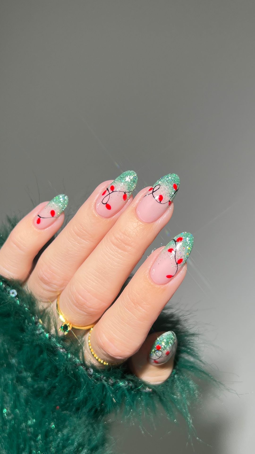 decoração de unha para natal simples