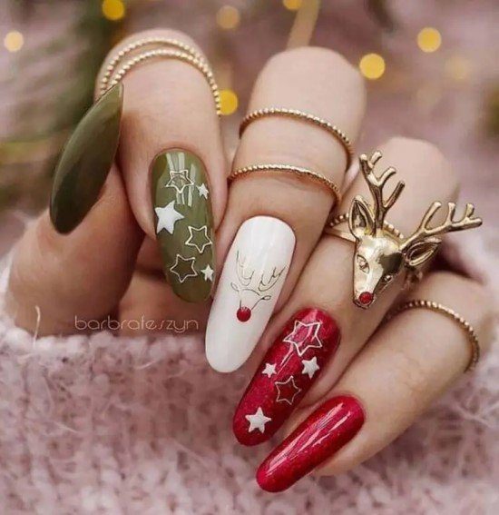 unha decorada natal para festas