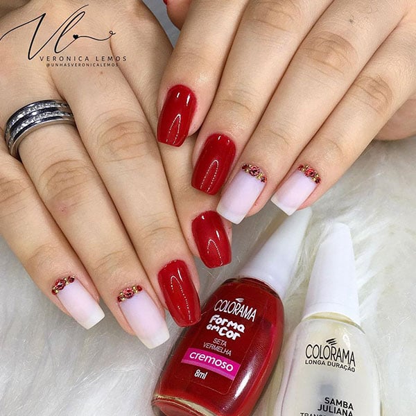unha decorada natal com glitter