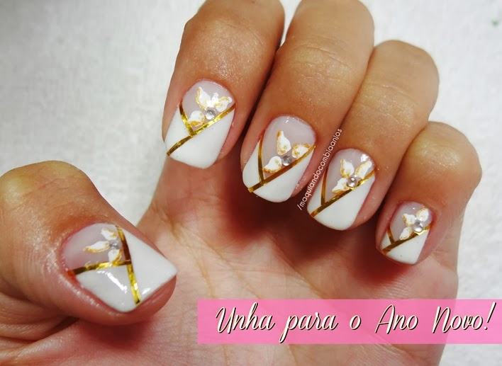 unhas réveillon brilho
