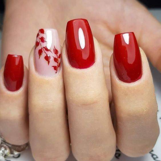unha de gel vermelha natural