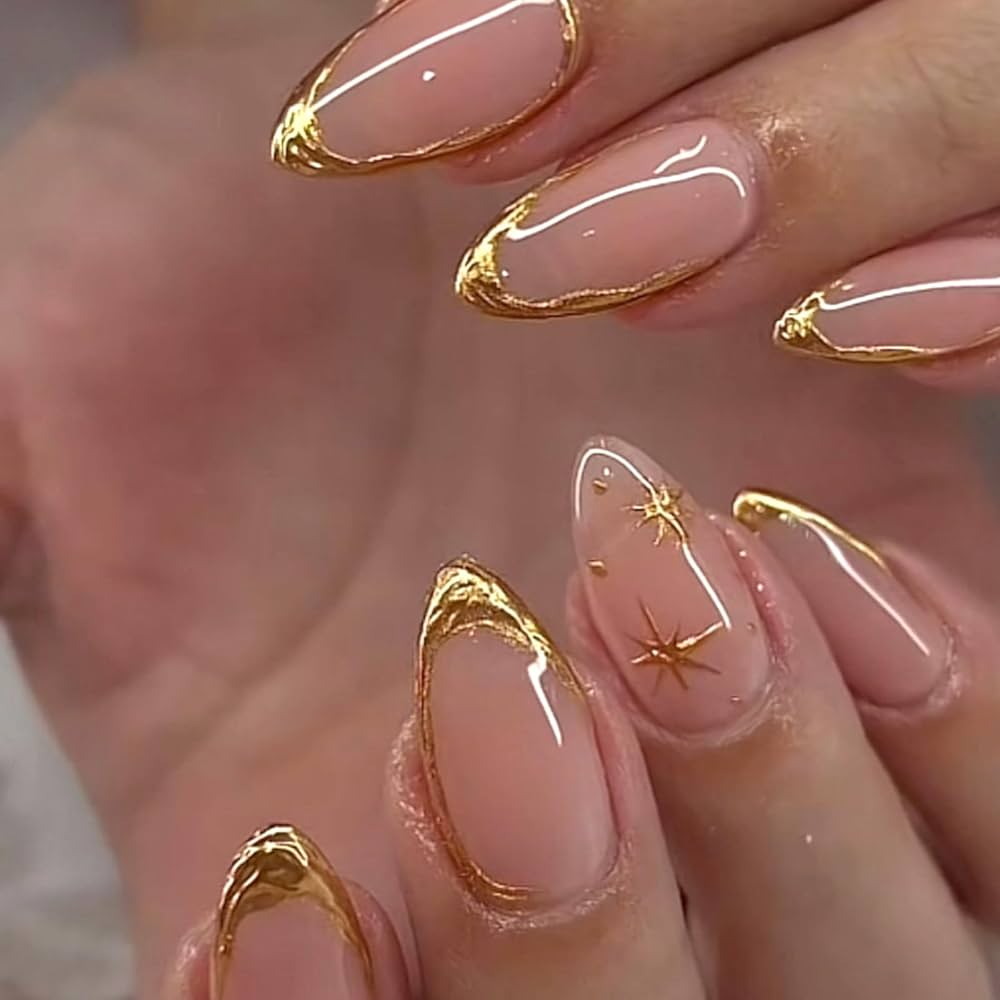 unhas postiças nude decoradas