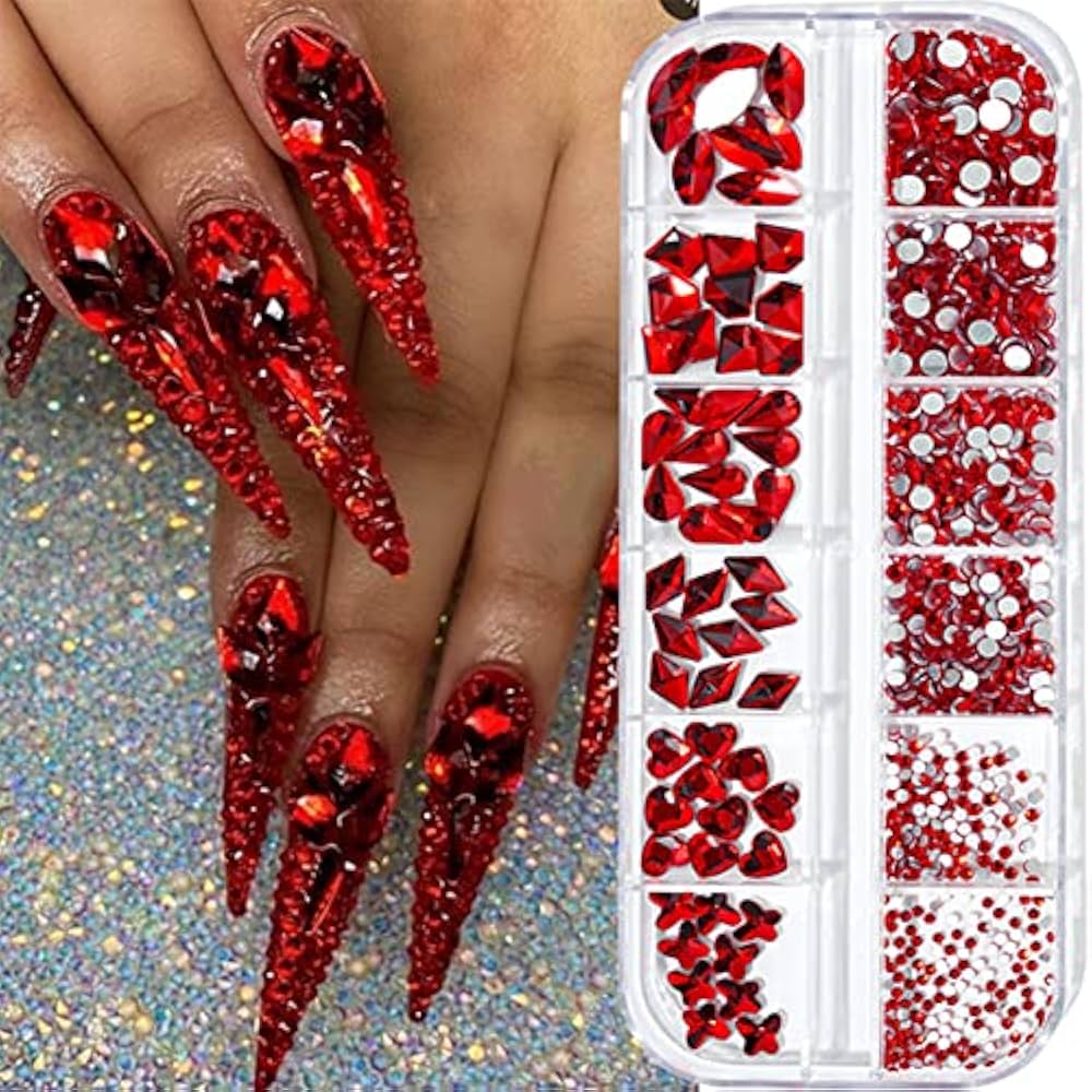 Unhas vermelhas com glitter