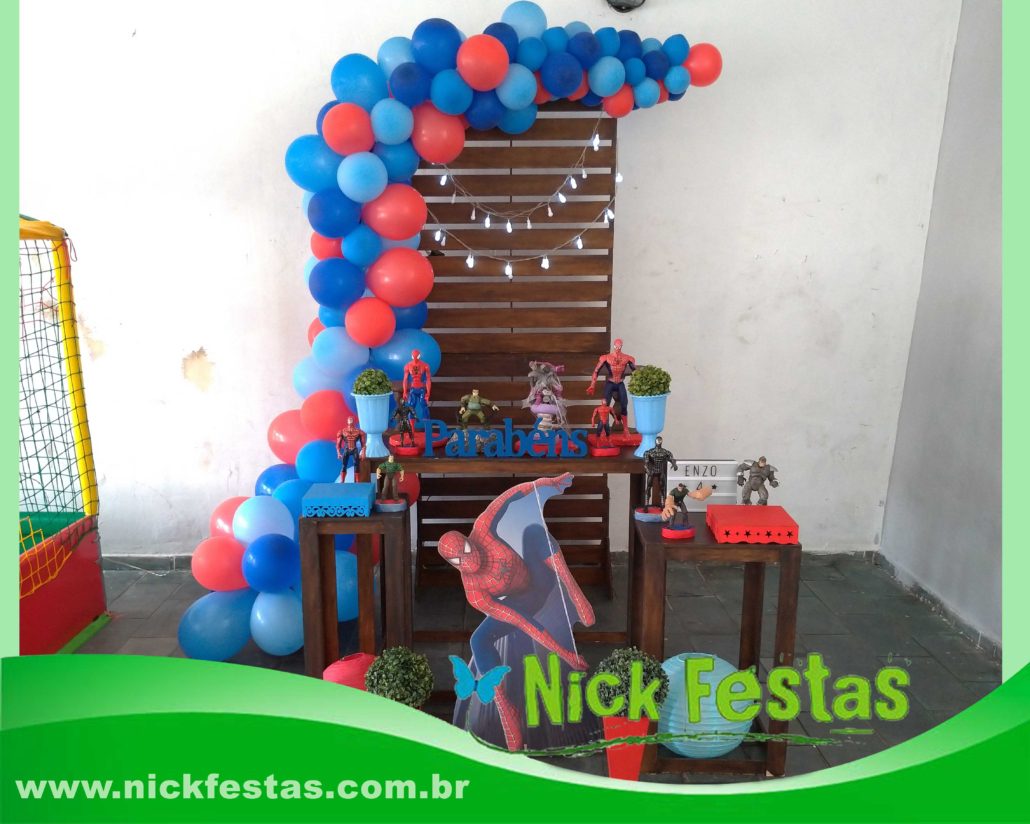 decoração mesa homem aranha