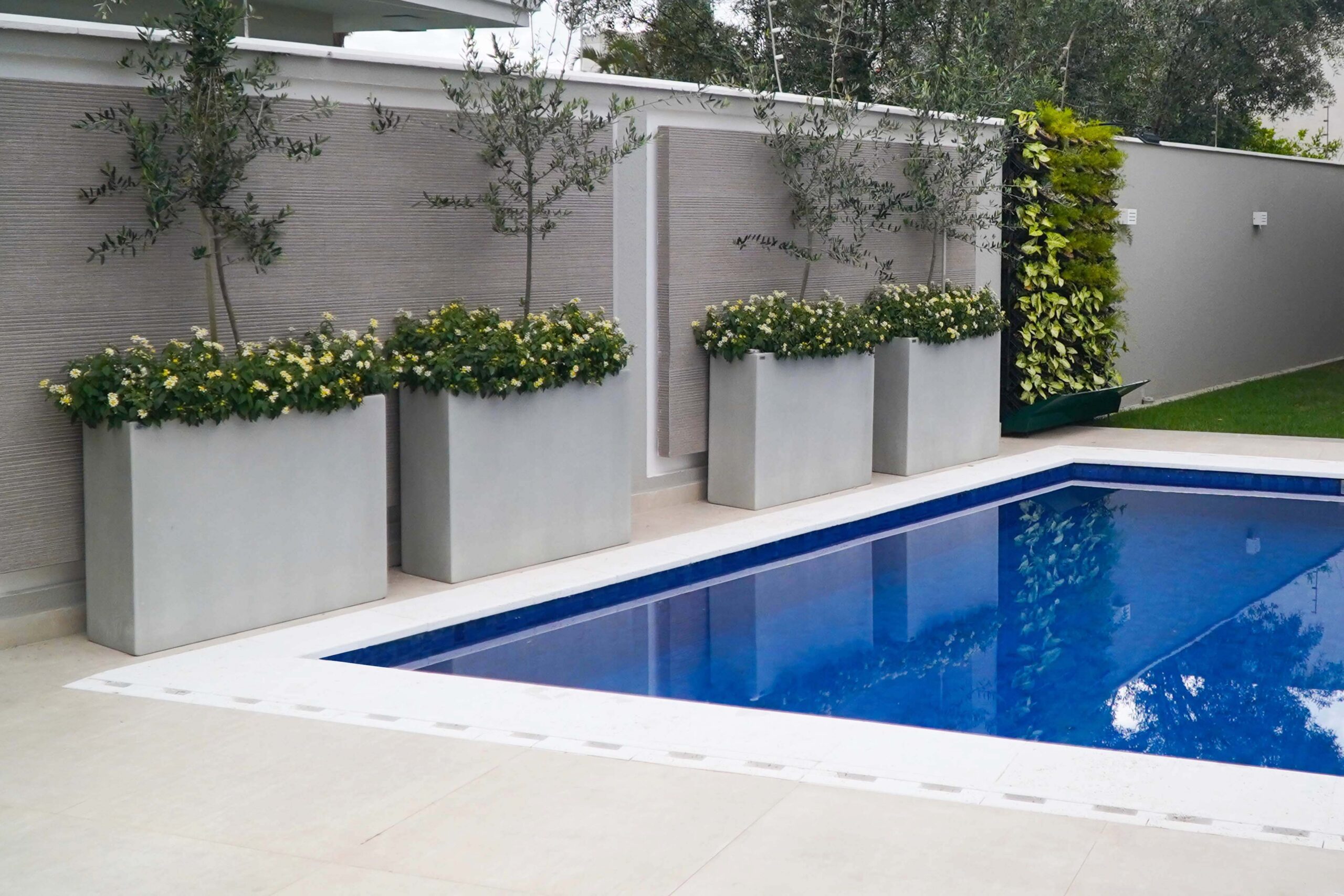 decoração em volta da piscina