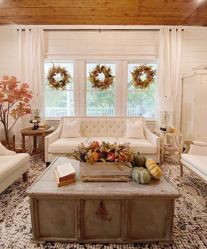 decoração farmhouse com xadrez