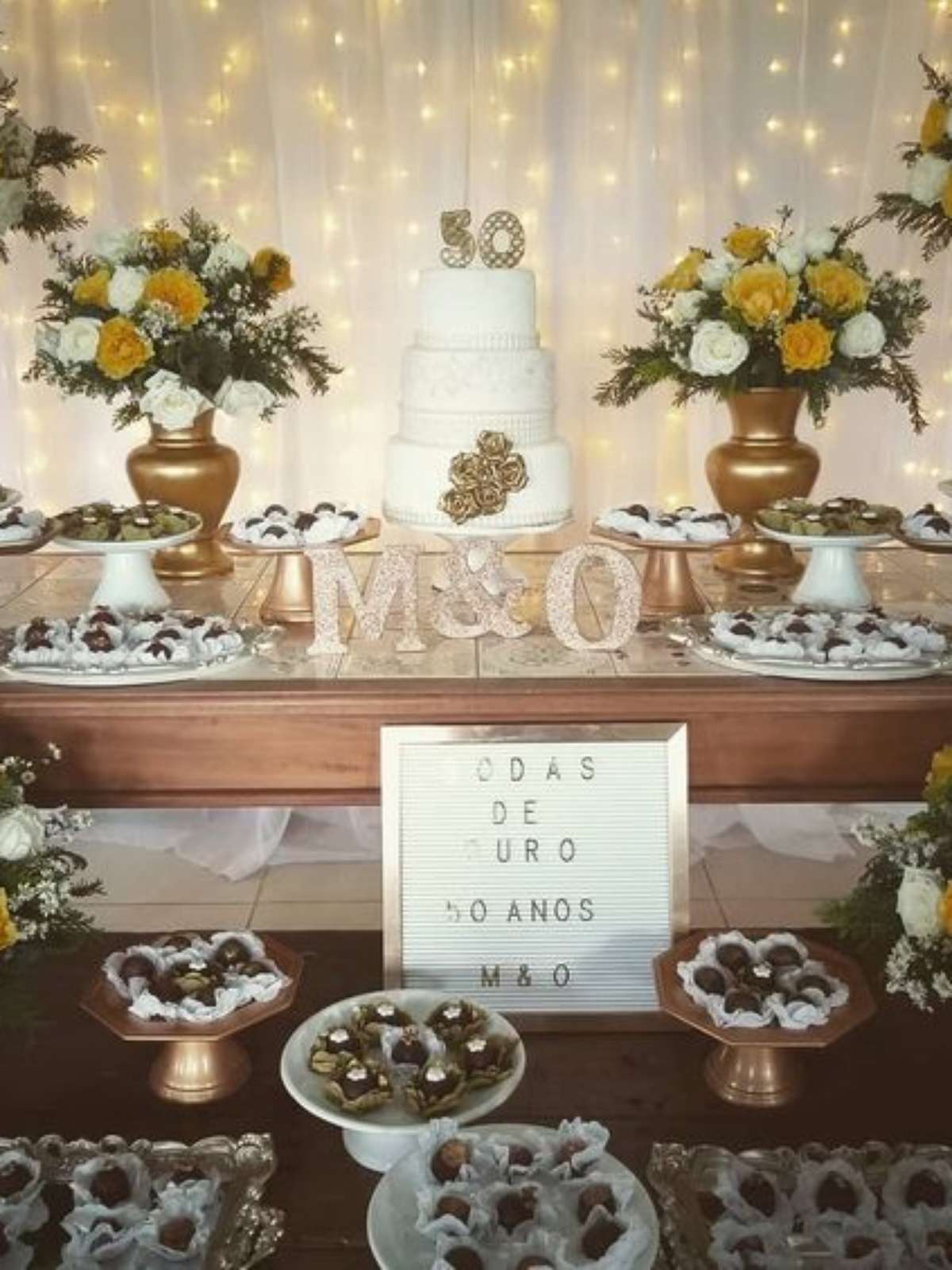 ideias decoração bodas de ouro 50 anos