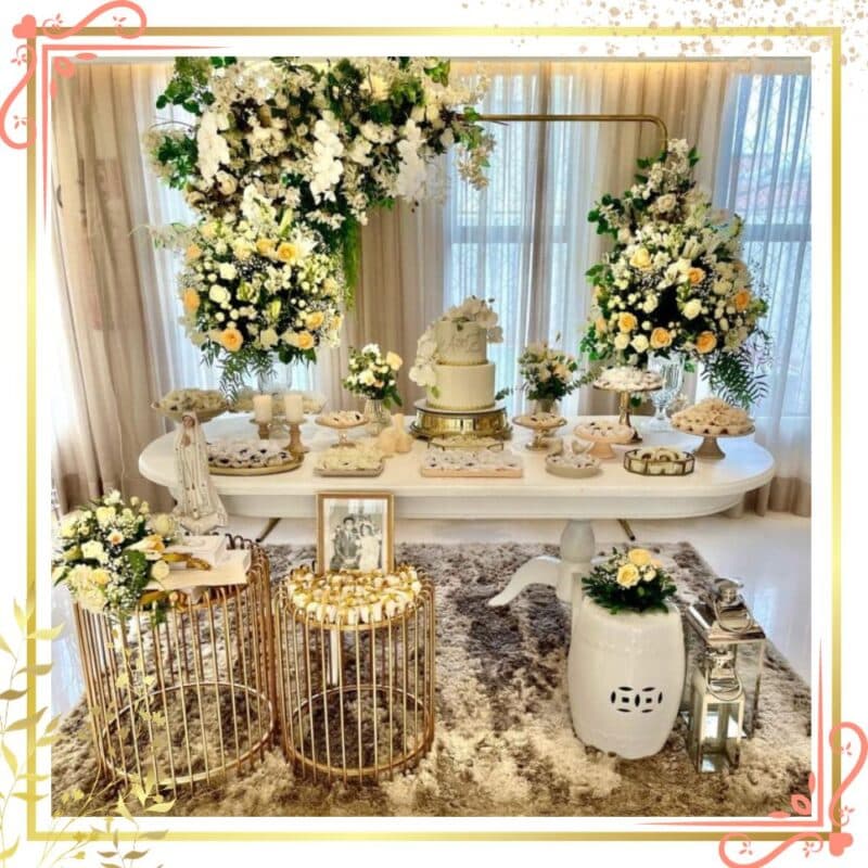 decoração bodas de ouro moderna