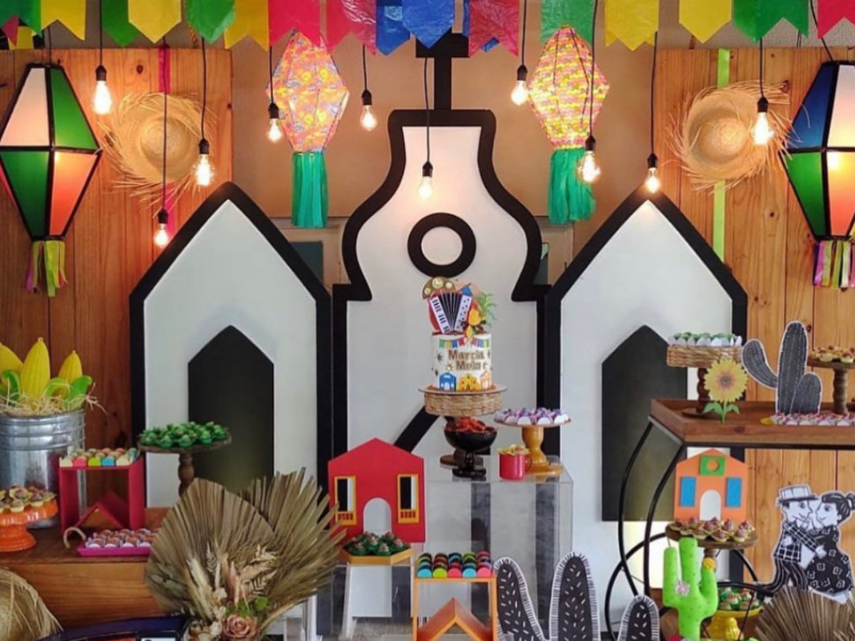 decoração sustentável festa junina escolar