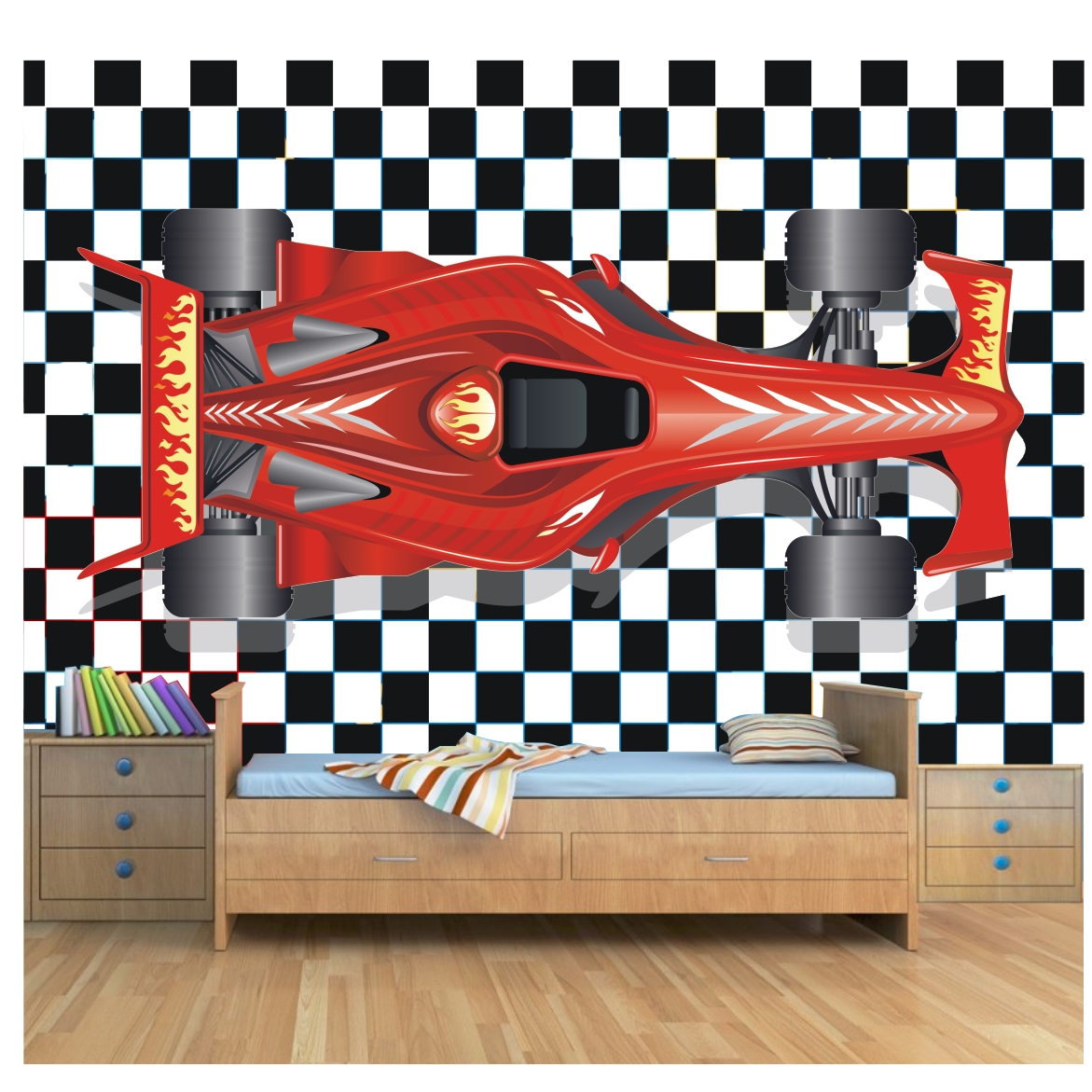 decoração quarto fórmula 1 vs carros esportivos