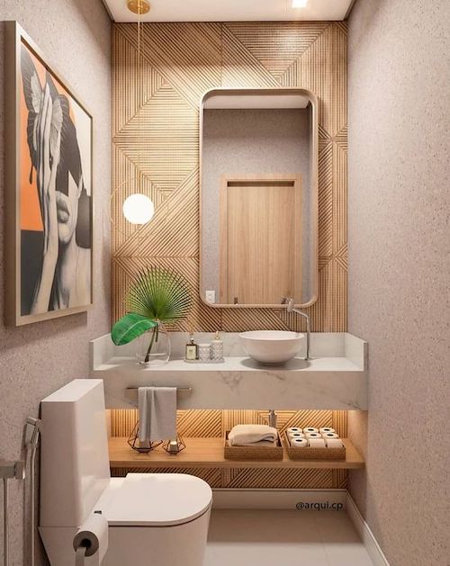 lavabo pequeno simples com espelho redondo