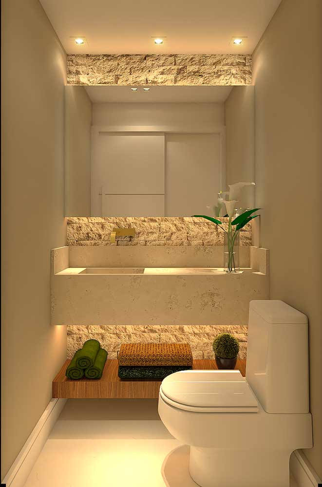 lavabo pequeno simples com espelho redondo