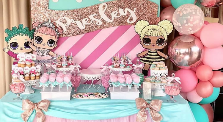 decoração mini table lol surprise queen bee