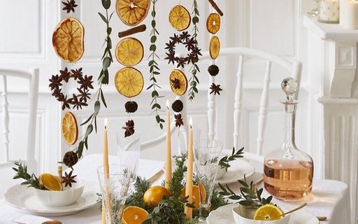 decoração mesa ano novo frutas