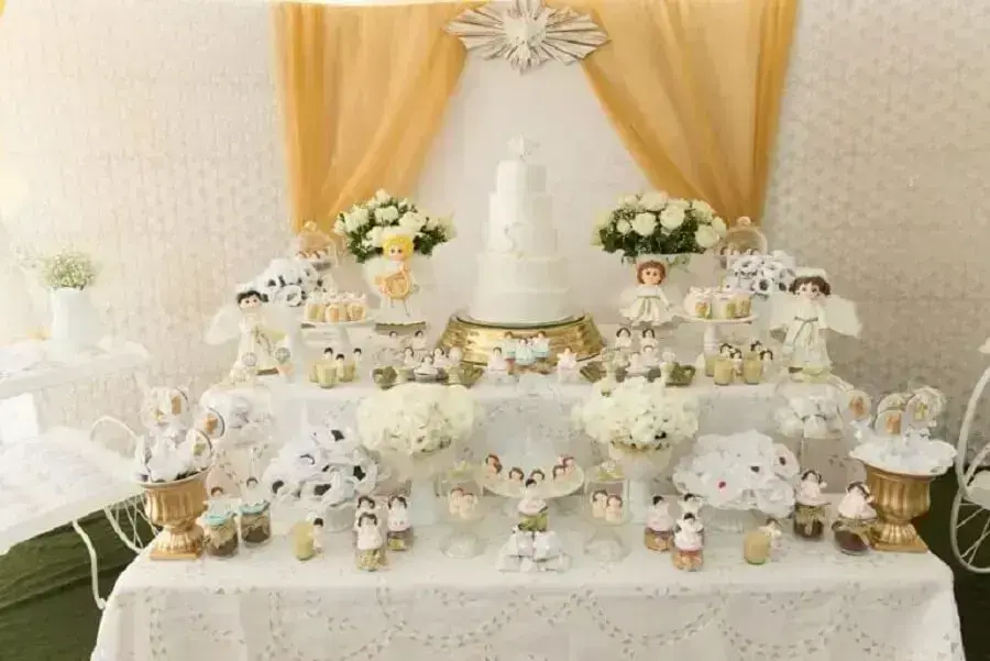 centro de mesa batizado anjinho diy
