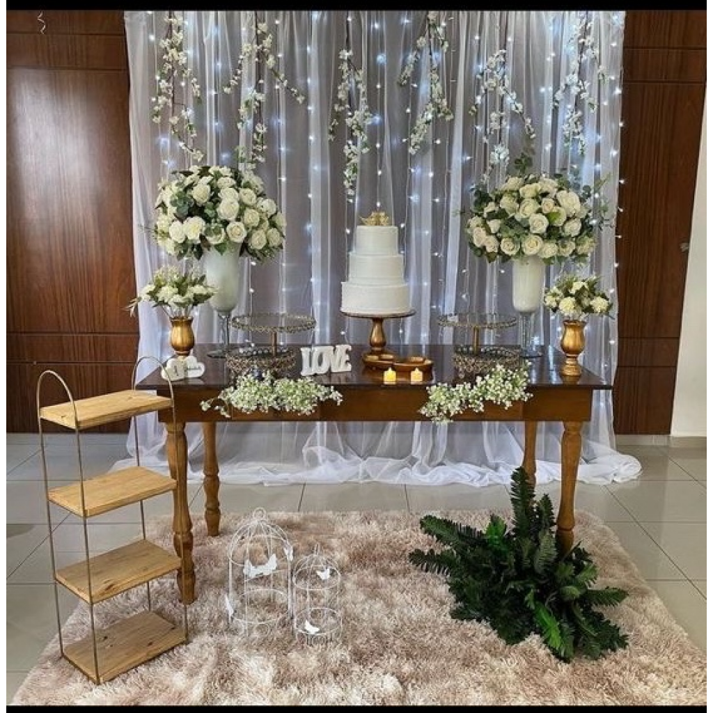 decoração mesa de doces casamento rústico