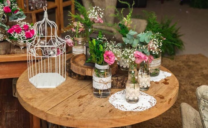 decoração mesa casamento rústico simples