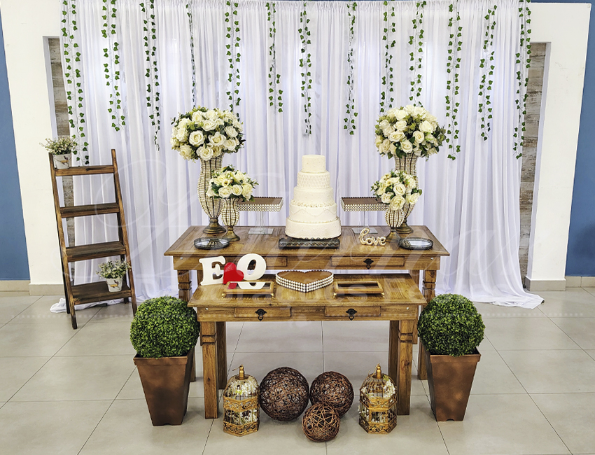 decoração mesa casamento rústico com juta